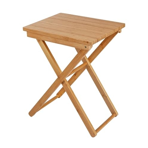 WENKO Bambus Klapptisch Maui, praktischer Beistelltisch für drinnen & Esstisch für draußen im Garten mit lackierter Oberfläche, platzsparend zusammenk, 69989800, Braun