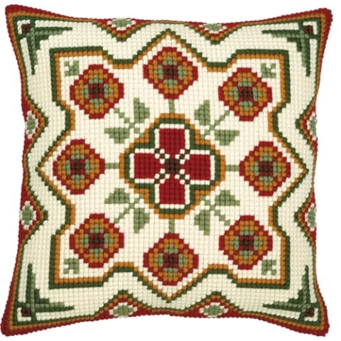 VERVACO Kreuzstich Stickpackungen Kissen Stickerei Set Anfänger Vorgedruckt Geometrisch DIY Set Kreativ Set Für Erwachsene Dekoratives Kissen ca. 40 x 40 cm Bastelset Handwerker Haus Dekoration