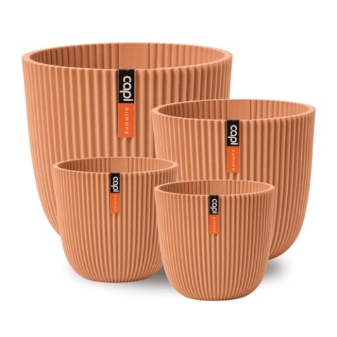 Capi Europe - Geschenkset Blumentopf Kugel Groove 'Made with' Peachy Fuzz - Set L - Blumentöpfe für drinnen und draußen - Hergestellt aus recycelten Materialien