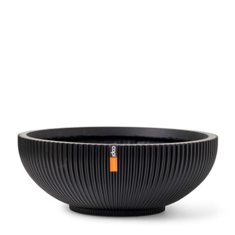 Capi Europe - Schale Groove Black & Gold - 40x15 - Schwarz - Öffnung Ø36 - Blumentopf für drinnen - BGVBL037