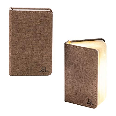Gingko Smart Booklight, Leinen, klein, Kaffeebraun