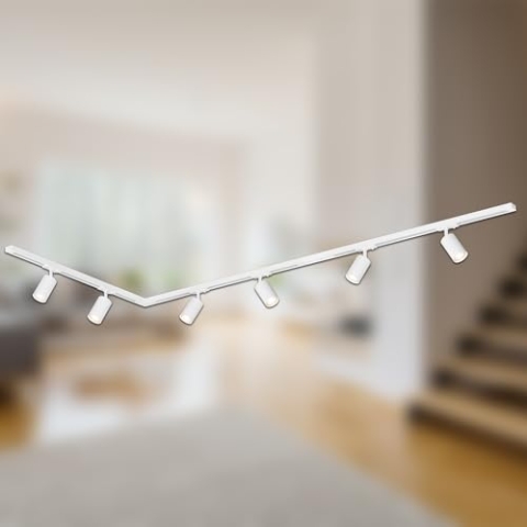 BRILONER - Schienensystem Rail Komplettset, 6x GU10 Spots schwenkbar, L-Form, Lichtschienensystem Decke, Strahler Schiene, Deckenlampe, Deckenleuchte, Spotlight, 3m, Weiß