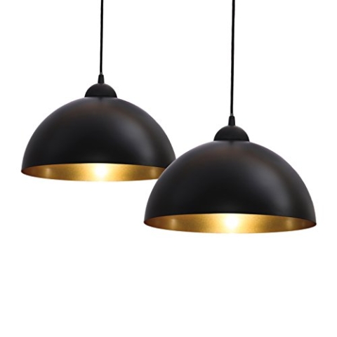 B.K.Licht - Pendelleuchte mit E27 Fassung, max. 60 Watt, Vintage, Hängeleuchte, Hängelampe Esstisch, Esszimmerlampe hängend, Wohnzimmerlampe, Küchenlampe, Retro, Vintage, 30x160 cm, Schwarz-Gold