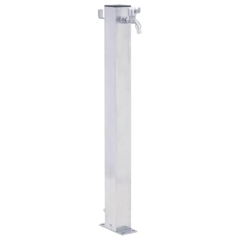 vidaXL Wassersäule für den Garten, Wasserhahn mit 1 Haken, Gartenwassersäule für Gartenbewässerung, Wasserzapfsäule Wasserzapfstelle, Edelstahl Quadratisch
