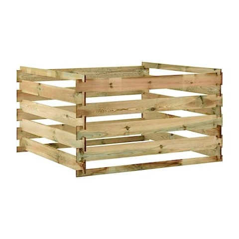 vidaXL Kiefernholz Imprägniert Lattenrost Komposter Kompostbehälter Holzkomposter Kompostsilo Steckkomposter Gartenkomposter 120x120x70cm