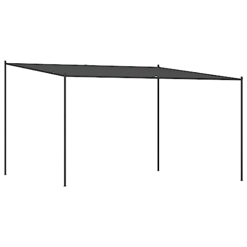 vidaXL Pavillon, Gartenpavillon Überdachung Stahlrahmen, Pergola Vordach für Terrasse Garten, Partyzelt Sonnnenschutz, Anthrazit 4x4m 180g/m² Stoff Stahl