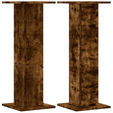 vidaXL Pflanzenständer 2 Stk., Blumenständer Hohle Konstruktion, Dekosäule Podest für Pflanzen Dekoartikel, Blumenhocker Blumensäule, Räuchereiche Holzwerkstoff