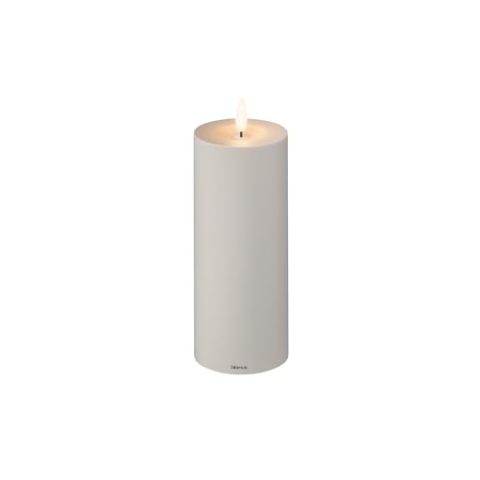 blomus LED Kerze -NOCA- Batteriebetriebene Stumpenkerze mit Timerfunktion, Outdoor, Spritzwassergeschützt (Mourning Dove, XL)