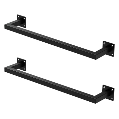 ML-Design 2er Set Kleiderstange Rechteck für die Wand, T12cm x B60cm, Schwarz, aus Stahl, Garderobenstange U-Form, Kleiderständer Wandmontage, Kleidergestell Garderobenhalter, inkl. Montagematerial