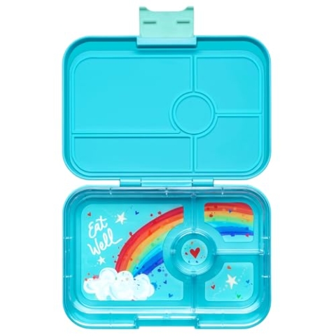 yumbox Tapas Bento Box mit 4 Fächern (Antibes Blue (Regenbogen-Tablett)