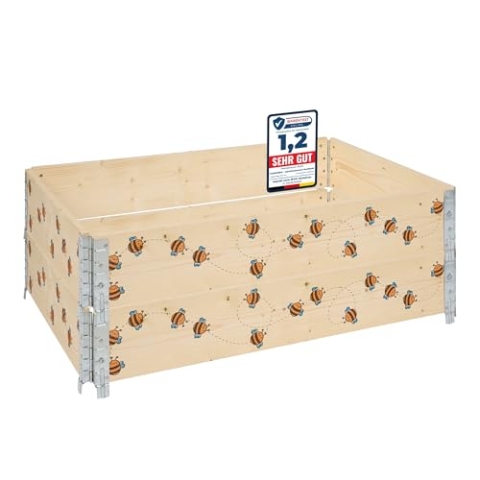 Garronda Holzaufsatzrahmen mit Print – Hochbeete für Pflanzen Blumen Kräuter Obst und Gemüse Aufbewahrungskiste aus Holz mit dekorativem Druck GD-0075 (120x80x20 cm, Biene, 2St)