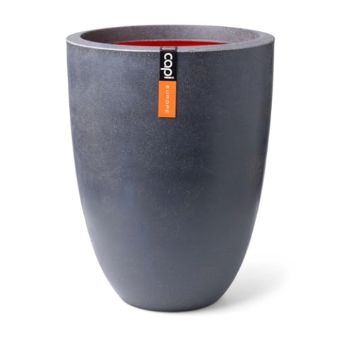 Capi Europe - Gefäß elegant niedrig Smooth NL - 36x48 - Dunkelgrau - Öffnung Ø27 - Blumentopf für den Innen- und Außeneinsatz - Bruchsicher - 100% recycelbar - KDG782
