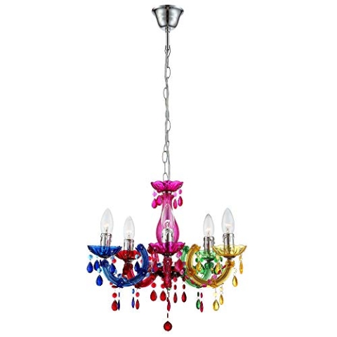 GLOBO Kronleuchter Hänge Leuchte Decken Pendel Lampe Ess Zimmer Beleuchtung Luster bunt 63118-5