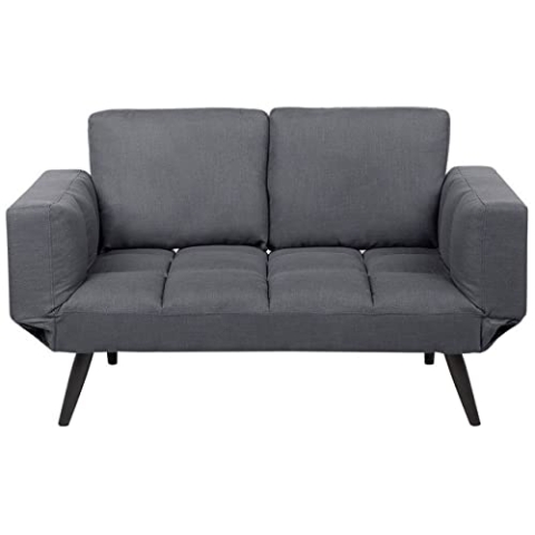 Beliani Modernes Schlafsofa in Dunkelgrau mit Polsterbezug verstellbaren Armlehnen Brekke