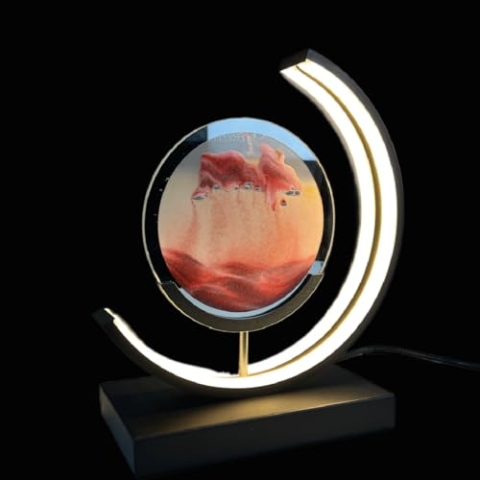 Luxus europe - Treibsand Tischlampe - Rot - Bewegte Sandkunst - Sanduhr-Lampe - Sandkunst in Glas - Schreibtischlampe - LED - Dimmbar - Industriell und modern - Nachtlicht für das Schlafzimmer
