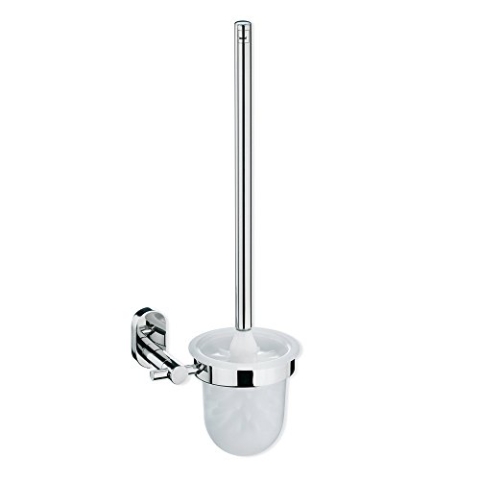 Kela 22696, WC-Bürstentopf, Zum Kleben oder Bohren, Toilettengarnitur, Edelstahl 18/10, Lucido, 43cm, Glänzend