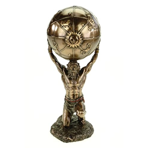 Vogler Figur Griechicher Gott Atlas mit Himmels-Kugel Atlasgebirge 21 cm Skulptur Deko groß