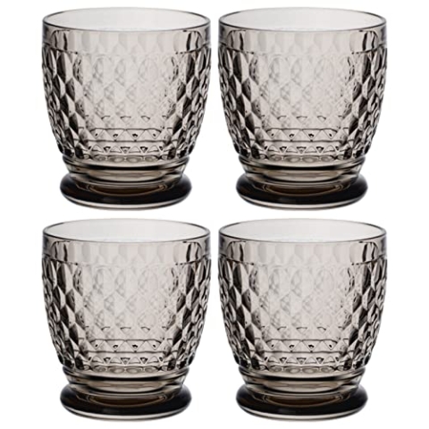 Villeroy & Boch Boston coloured Becher smoke 4 Stück Nr. 1173091415 und 4er Set EKM Living Edelstahl Strohhalme