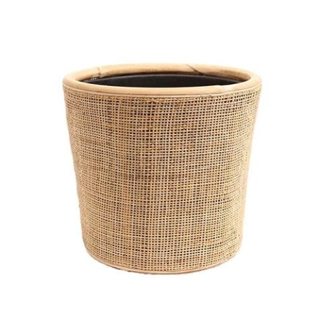 WDMT Rattan-Trockentopf Blonde – Nachhaltiger Übertopf mit recyceltem, wasserdichtem Kunststoff im Inneren – Blumentöpfe für den Innenbereich – Pflanzenkörbe – Hellbraun (ø 42 x 42 cm)