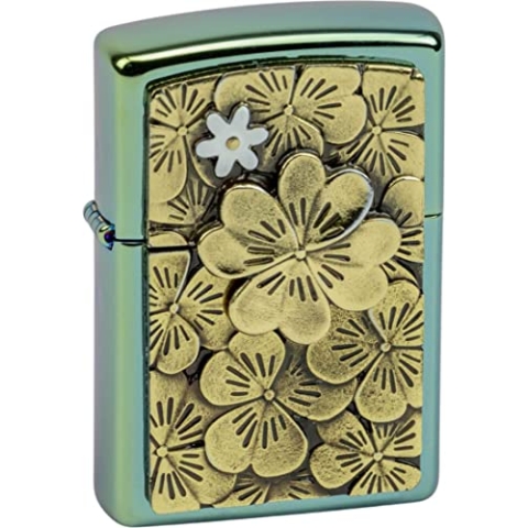 Original Zippo Feuerzeug Trick Golden Clover/Leave limitiert auf 1000 Stück, in Kleiner Framebox