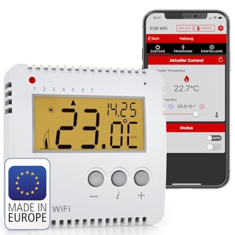 ELEKTROBOCK PT14-P WiFi - Smart WLAN Raumthermostat 230V - Heizungssteuerung per App - Aufputzmontage - 16 A - Für elektrische Heizungen - Einstellbare Wochenprogramme, Weiß