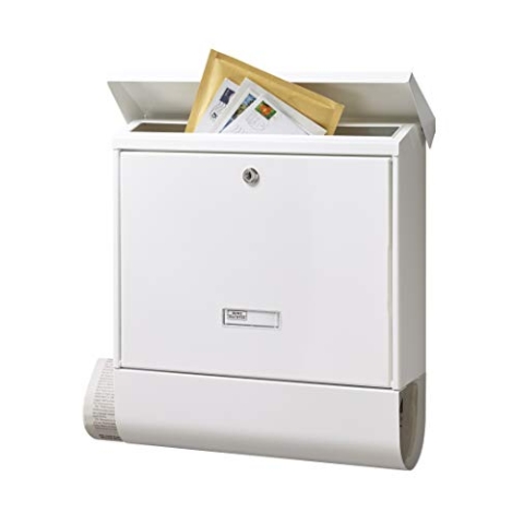 BURG-WÄCHTER Briefkasten mit Zeitungsfach und Namensschild, Verzinkter Stahl, Einwurf-Format DIN C4, 2 Schlüssel, AMZ 2500 W, Weiß