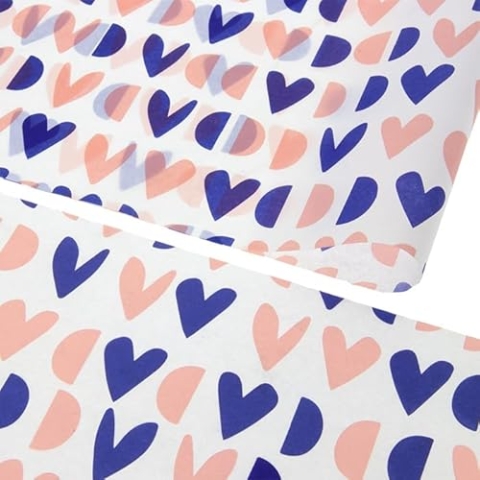 Seidenpapier 50x70cm Happy Hearts 200 Blatt - Seidenpapier Rot/Rosa - Tissue Paper - Verpackungsmaterial - Seidenpapier zum verpacken - Geschenkpapier decoupage