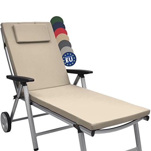 Beautissu Loft RL Auflage für Gartenliege 200x60x5 cm Liegenauflage Polster UV-Beständige Sonnenliegen Auflagen mit Reißverschluss - Gartenmöbel Polsterauflagen Natur