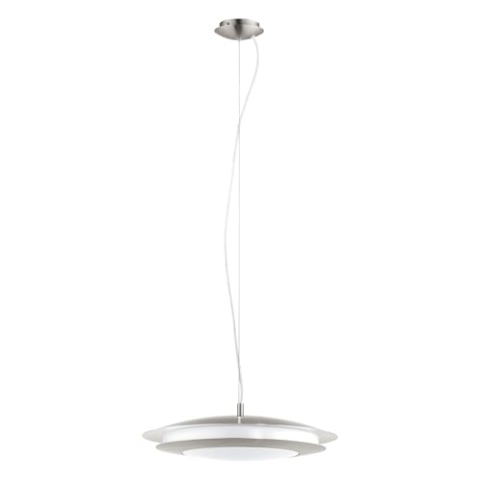 EGLO connect LED Pendelleuchte Moneva-C, 1 flammige Hängelampe, Hängeleuchte aus Stahl und Kunststoff in Nickel-Matt, Weiß mit Farbtemperaturwechsel (warm, neutral, kalt), RGB, dimmbar, Ø 48,5 cm