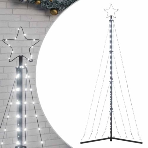 vidaXL LED Weihnachtsbaum, Beleuchtet Tannenbaum 339 LEDs, Christbaum Lichterbaum 8 Lichteffekte, Weihnachtsbeleuchtung Weihnachtsdeko Innen Außen, Kaltweiß 182cm