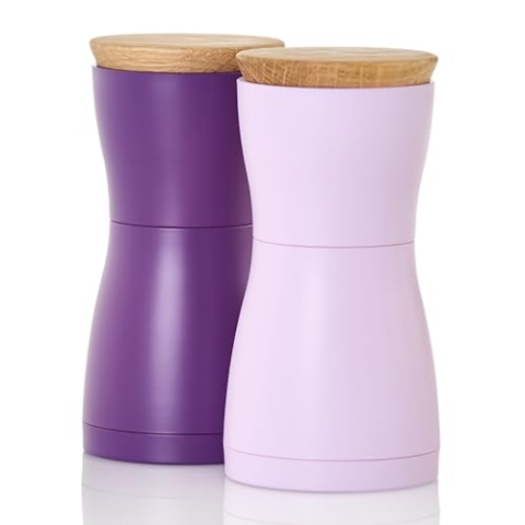 AdHoc MP124 Set Pfeffer- und Salzmühle Twin, CeraCut® Keramik Mahlwerk, dark purple&light purple