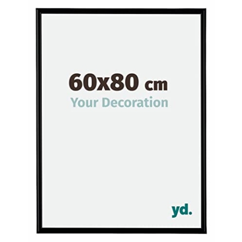 yd. Your Decoration - Bilderrahmen 60x80 cm - Schwarz Matt - Bilderrahmen aus Kunststoff mit Acrylglas - Antireflex - 60x80 Rahmen - Bordeaux