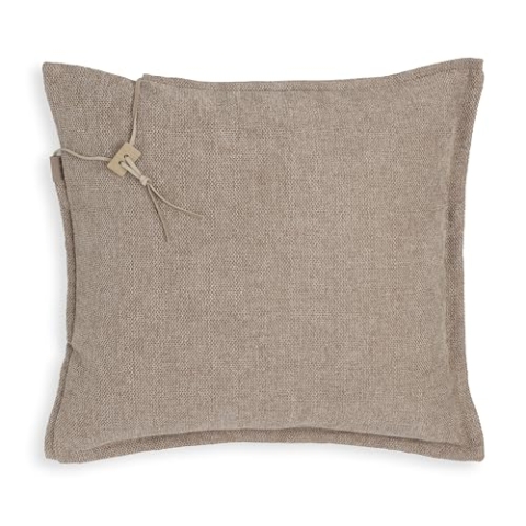 KNIT FACTORY - Imre Kissen - Modernes Dekokissen mit feinmaschigen Strickmotiv - Kissenhülle mit Kissenfüllung - Quadratische Sofakissen - 50x50 - Beige