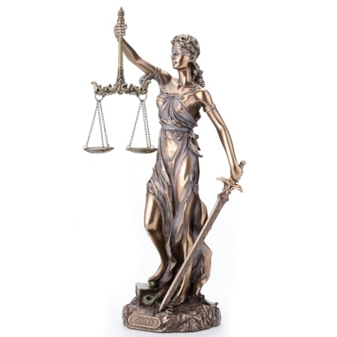 Veronese Design Cold Cast Bronze Cardinal Virtues Our Lady of Justice Statue Figurine, 11 3/4 Inch by Studio Collection by
