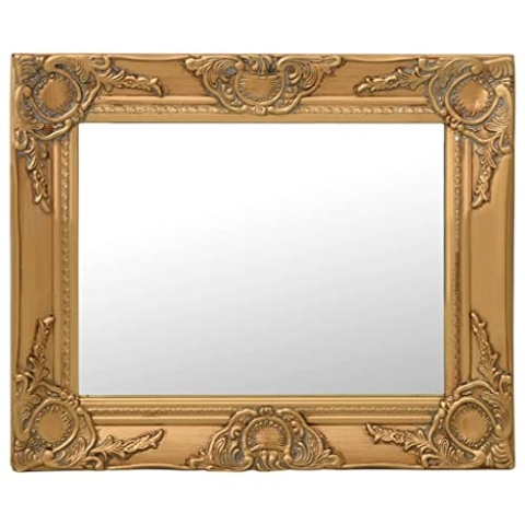 vidaXL Wandspiegel im Barock-Stil Antik mit Montagehaken Hängespiegel Dekospiegel Badspiegel Spiegel Flurspiegel Garderobe 50x40cm Golden