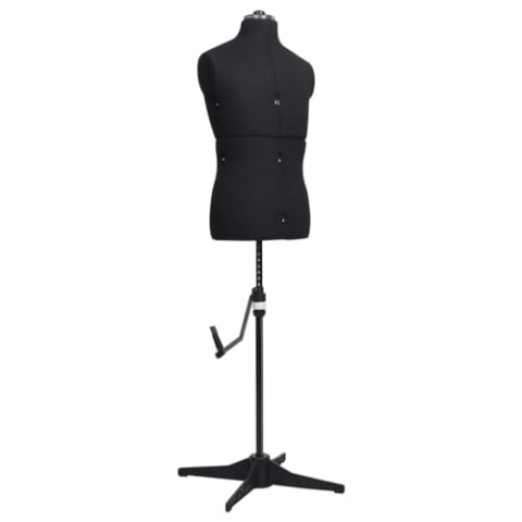 vidaXL Schneiderpuppe Verstellbar Männlich Schaufensterpuppe Torso Mannequin Schaufensterfigur Modepuppe Schneiderbüste Schwarz Größe 37-45