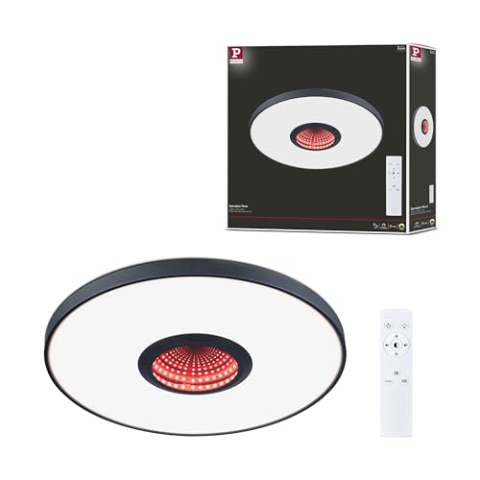 Paulmann 71038 LED Deckenleuchte Spaceglow Three RGB+ 1.200lm 400mm 230V 21W Schwarz matt dimmbar Wand-/Deckenleuchte