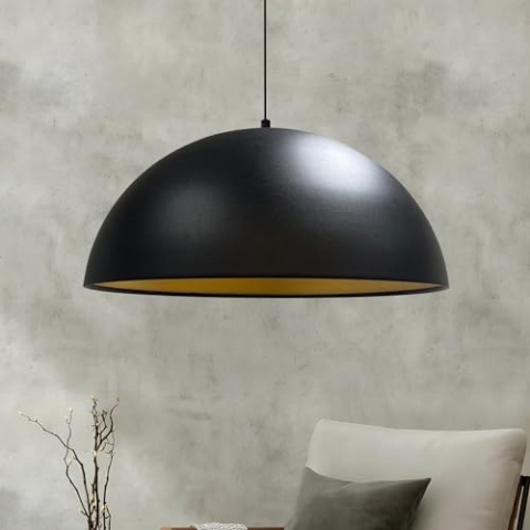 bamyum Lipeo Industrielle Pendelleuchte Schwarz Metall Ø50 cm Lampenschirm Groß Hängelampe Industriel Lampe Vintage Hängeleuchte, Retro Pendelleuchte Esstisch, Pendellampe, Esszimmerlampe, Küchenlampe