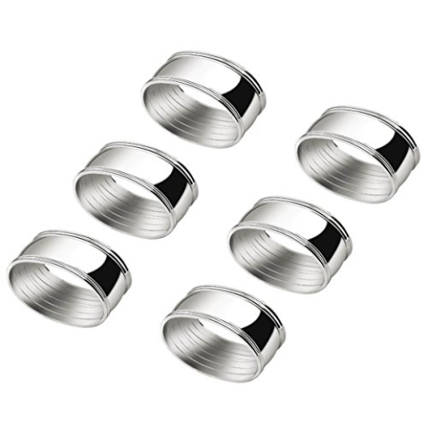 Stoffserviettenring oval 6er-Set 5,5x4,2cm versilbert, Silber