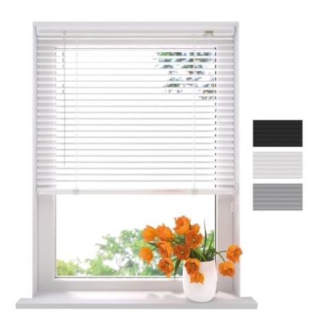 Radeco® Aluminium Jalousie 160 x 175 cm weiß 25mm lamellen, Größen von 40 bis 220 Breite, Fenster jalousien innen, lamellenrollo, Jalousie Aluminium, Jalousie 160 cm breit