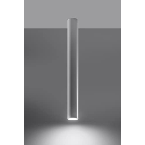 SOLLUX Hängelampe Lagos 60 Deckenleuchte - Zylindrische Pendelleuchte für Esstisch, Wohnzimmer, Küche - Weißer Pulverbeschichteter Stahl 6 x 6 x 60 cm