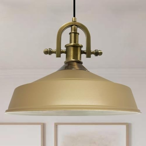 bamyum Asletl-Marine Hängelampe Industrial Vintage Ø40 cm, Küchenlampe Hängend Vintage, Pendelleuchte Esstisch Vintage, Hängelampe Esstisch, Wohnzimmerlampe, Pendelleuchte Beige Metall, Küchenlampe
