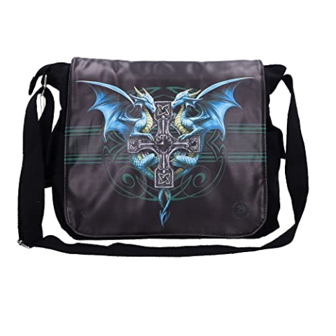 Nemesis Now Dragon Duo Anne Stokes Kuriertasche, Schwarz, PU und Canvas, 40 cm