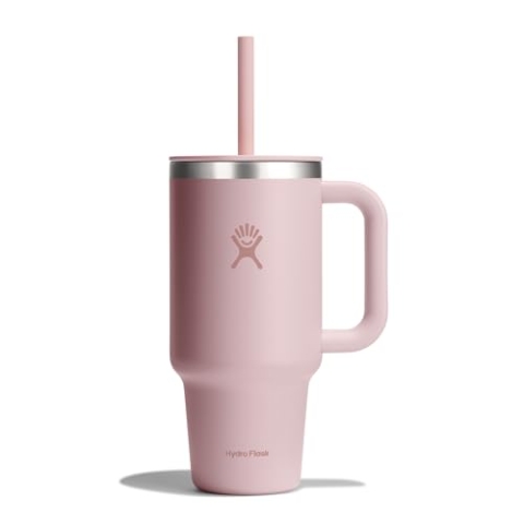 HYDRO FLASK - Travel Tumbler 946 ml (32 oz) mit verschließbarem Press-In-Strohhalmdeckel - Edelstahl - Doppelwandige Vakuumisolierung - Spritzwassergeschützter Deckel - Trillium