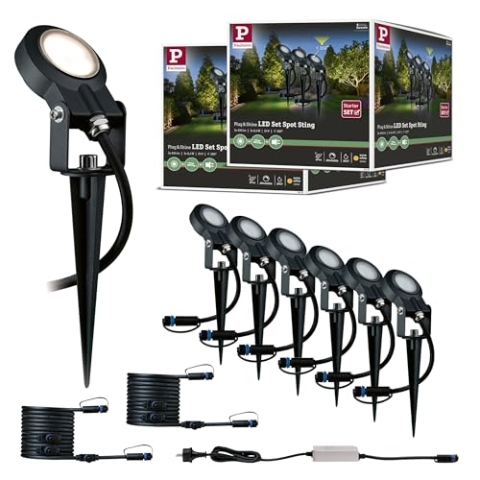 Paulmann 5217 Bundle Plug & Shine LED Gartenstrahler Sting 6er-Pack Schwarz Gartenbeleuchtung System