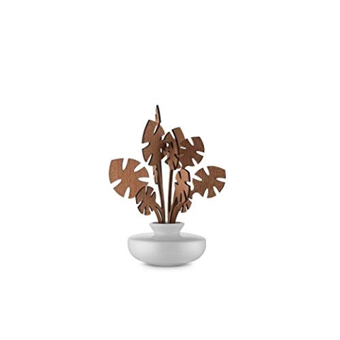 Alessi The Five Season MW64 3S W Duft-Blattdiffusor aus Porzellan, Blätter aus Mahagoni, Weiss, Mahagoniholz, Einheitsgröße