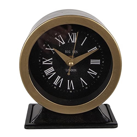 Clayre & Eef Tischuhr 14 cm Schwarz Metall Glas Big Ben London Standuhr