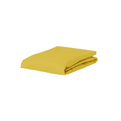 Essenza Spannbettlaken The Perfect Organic Jersey Senfgelb, 180-200 x 200-220 cm, 95% Bio-Baumwolle Perkal (GOTS), 5% Elasthan, Uni