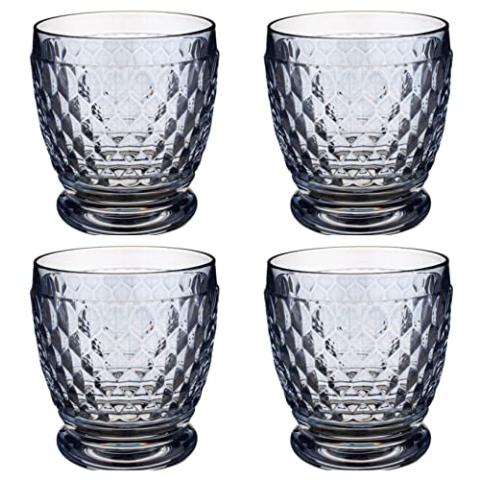 Villeroy & Boch Boston coloured Becher blue 4 Stück Nr. 1173091411 und 4er Set EKM Living Edelstahl Strohhalme
