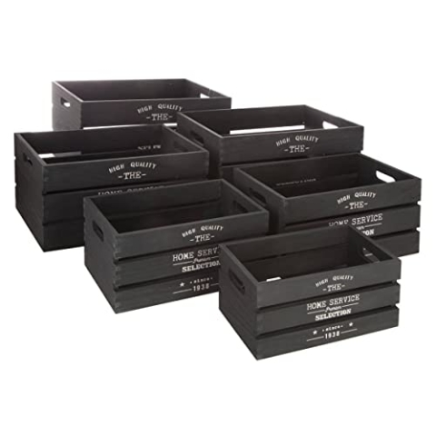 Atmosphera - Set aus 6 Steigen "Facto" - Holz - schwarz - Schwarz
